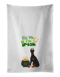 Black and Tan Doberman Pinscher St. Patrick's Day Kitchen Towel Set of 2 White Dish Towels Decorative Bathroom Hand towel for Hand, Face, Hair, Yoga, Tea, Dishcloth, 19 X 28", White