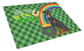 Natural Ear Black and Tan Doberman Pinscher St. Patrick's Day Cutting Board Tempered Glass Kitchen Cutting Surface, Heat Resistant Chopping, Non-Slip Feet, Food Prep & Serving