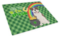 Brindle English Bulldog St. Patrick's Day Cutting Board Tempered Glass Kitchen Cutting Surface, Heat Resistant Chopping, Non-Slip Feet, Food Prep & Serving