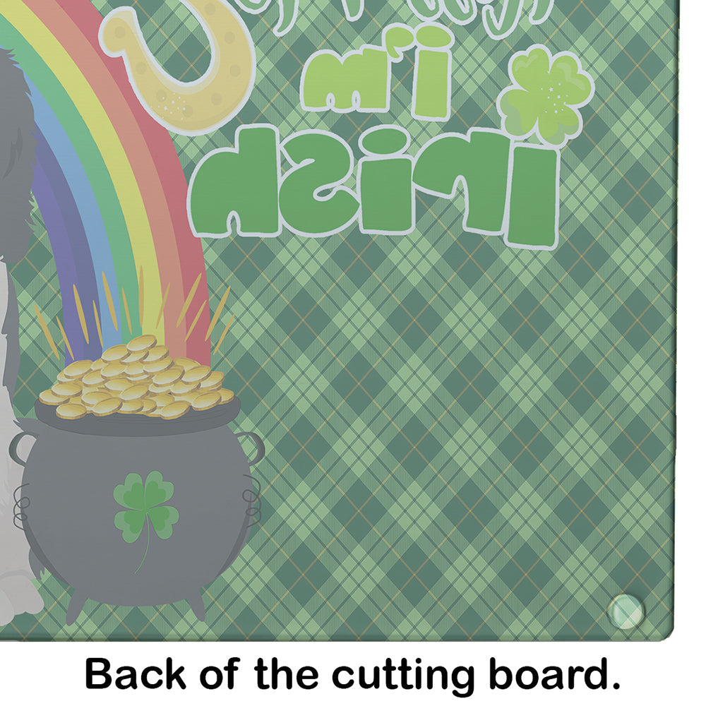 Black English Springer Spaniel St. Patrick's Day Cutting Board Tempered Glass Kitchen Cutting Surface, Heat Resistant Chopping, Non-Slip Feet, Food Prep & Serving