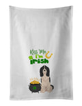 Black English Springer Spaniel St. Patrick's Day Kitchen Towel Set of 2 White Dish Towels Decorative Bathroom Hand towel for Hand, Face, Hair, Yoga, Tea, Dishcloth, 19 X 28", White