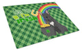 Black French Bulldog St. Patrick's Day Cutting Board Tempered Glass Kitchen Cutting Surface, Heat Resistant Chopping, Non-Slip Feet, Food Prep & Serving
