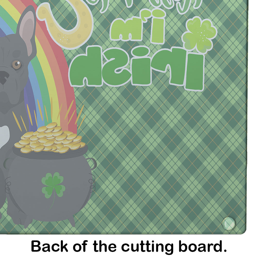 Black French Bulldog St. Patrick's Day Cutting Board Tempered Glass Kitchen Cutting Surface, Heat Resistant Chopping, Non-Slip Feet, Food Prep & Serving