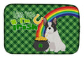 Black and White French Bulldog St. Patrick's Day Dish Drying Mat Absorbent Dish Drying Mat Pad for Kitchen Counter Dish Drainer Mat for Countertop, 14 x 21", Multicolor
