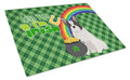 Black and White French Bulldog St. Patrick's Day Cutting Board Tempered Glass Kitchen Cutting Surface, Heat Resistant Chopping, Non-Slip Feet, Food Prep & Serving