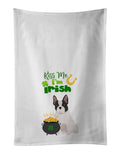 Black and White French Bulldog St. Patrick's Day Kitchen Towel Set of 2 White Dish Towels Decorative Bathroom Hand towel for Hand, Face, Hair, Yoga, Tea, Dishcloth, 19 X 28", White