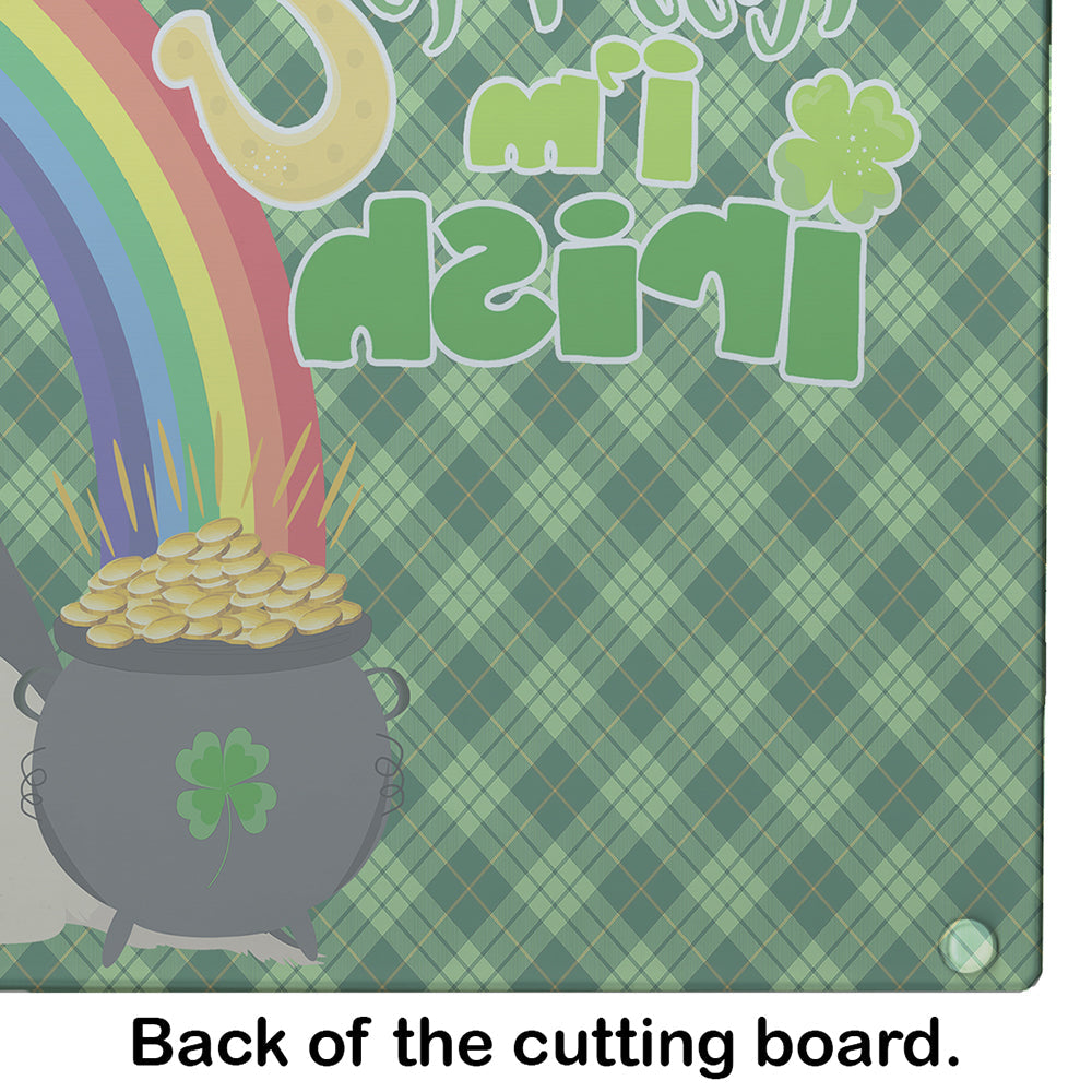 Black and Silver German Shepherd St. Patrick's Day Cutting Board Tempered Glass Kitchen Cutting Surface, Heat Resistant Chopping, Non-Slip Feet, Food Prep & Serving