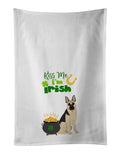Black and Silver German Shepherd St. Patrick's Day Kitchen Towel Set of 2 White Dish Towels Decorative Bathroom Hand towel for Hand, Face, Hair, Yoga, Tea, Dishcloth, 19 X 28", White