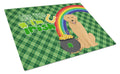 Gold Golden Retriever St. Patrick's Day Cutting Board Tempered Glass Kitchen Cutting Surface, Heat Resistant Chopping, Non-Slip Feet, Food Prep & Serving