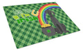 Black Great Dane St. Patrick's Day Cutting Board Tempered Glass Kitchen Cutting Surface, Heat Resistant Chopping, Non-Slip Feet, Food Prep & Serving