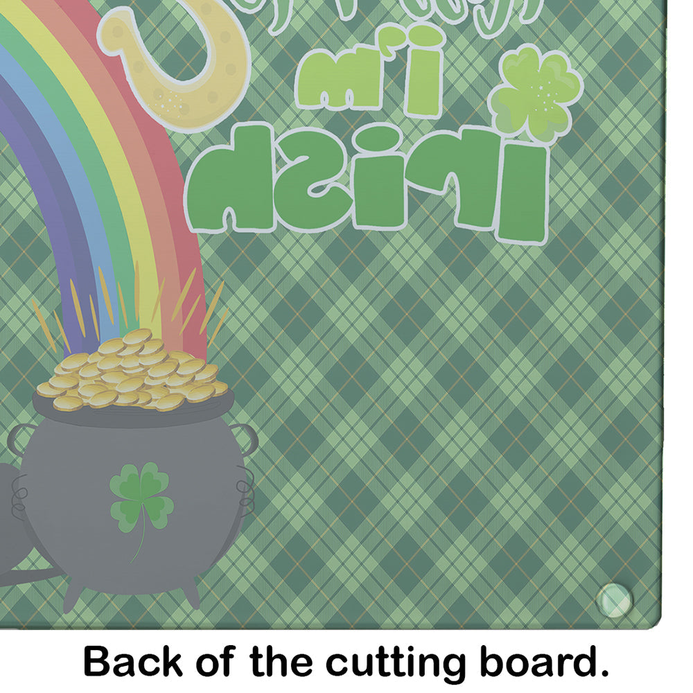 Black Great Dane St. Patrick's Day Cutting Board Tempered Glass Kitchen Cutting Surface, Heat Resistant Chopping, Non-Slip Feet, Food Prep & Serving