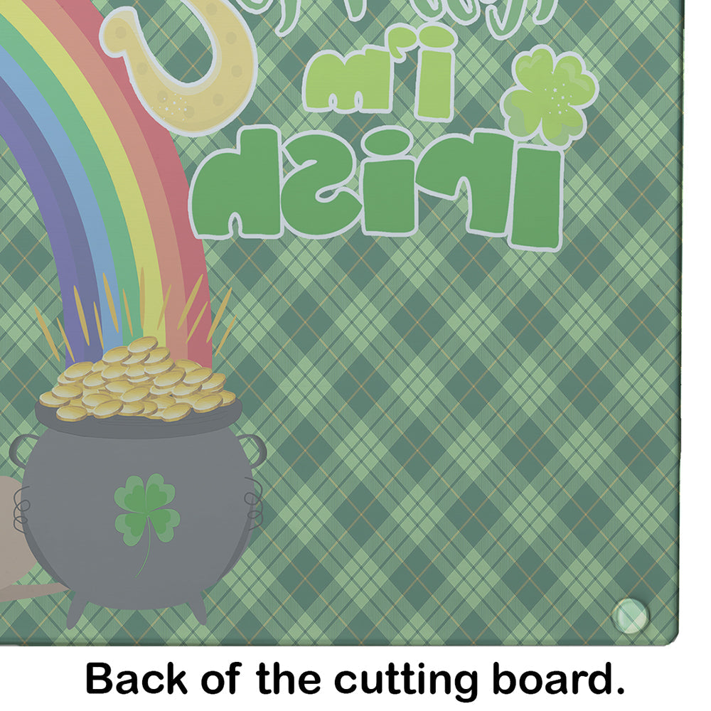 Fawn Great Dane St. Patrick's Day Cutting Board Tempered Glass Kitchen Cutting Surface, Heat Resistant Chopping, Non-Slip Feet, Food Prep & Serving