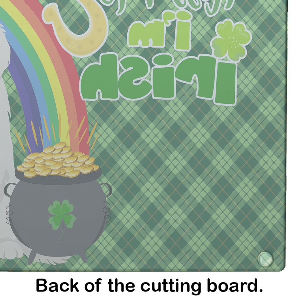Great Pyrenees St. Patrick's Day Cutting Board Tempered Glass Kitchen Cutting Surface, Heat Resistant Chopping, Non-Slip Feet, Food Prep & Serving
