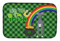 Gray Italian Greyhound St. Patrick's Day Dish Drying Mat Absorbent Dish Drying Mat Pad for Kitchen Counter Dish Drainer Mat for Countertop, 14 x 21", Multicolor