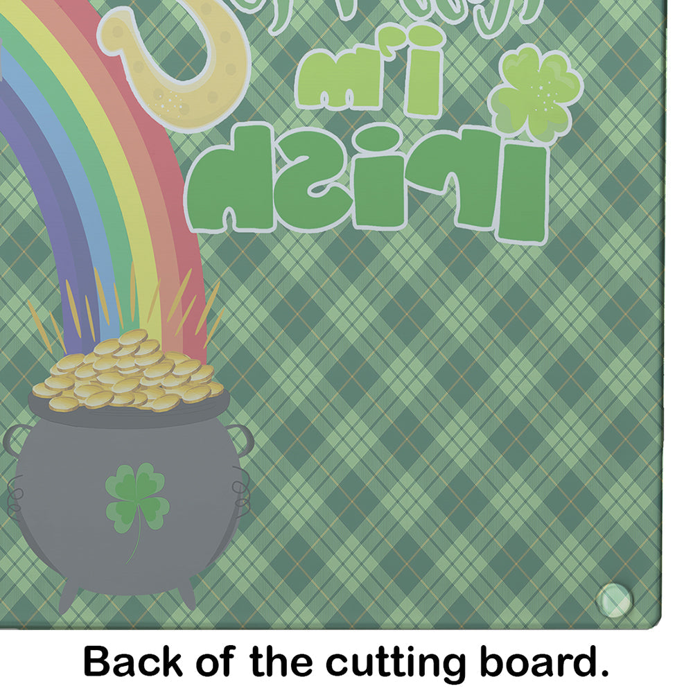 Gray Italian Greyhound St. Patrick's Day Cutting Board Tempered Glass Kitchen Cutting Surface, Heat Resistant Chopping, Non-Slip Feet, Food Prep & Serving