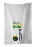 Gray Italian Greyhound St. Patrick's Day Kitchen Towel Set of 2 White Dish Towels Decorative Bathroom Hand towel for Hand, Face, Hair, Yoga, Tea, Dishcloth, 19 X 28", White