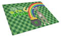 Fawn Italian Greyhound St. Patrick's Day Cutting Board Tempered Glass Kitchen Cutting Surface, Heat Resistant Chopping, Non-Slip Feet, Food Prep & Serving