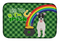 Black White Smooth Jack Russell Terrier St. Patrick's Day Dish Drying Mat Absorbent Dish Drying Mat Pad for Kitchen Counter Dish Drainer Mat for Countertop, 14 x 21", Multicolor