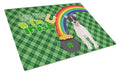 Black White Smooth Jack Russell Terrier St. Patrick's Day Cutting Board Tempered Glass Kitchen Cutting Surface, Heat Resistant Chopping, Non-Slip Feet, Food Prep & Serving