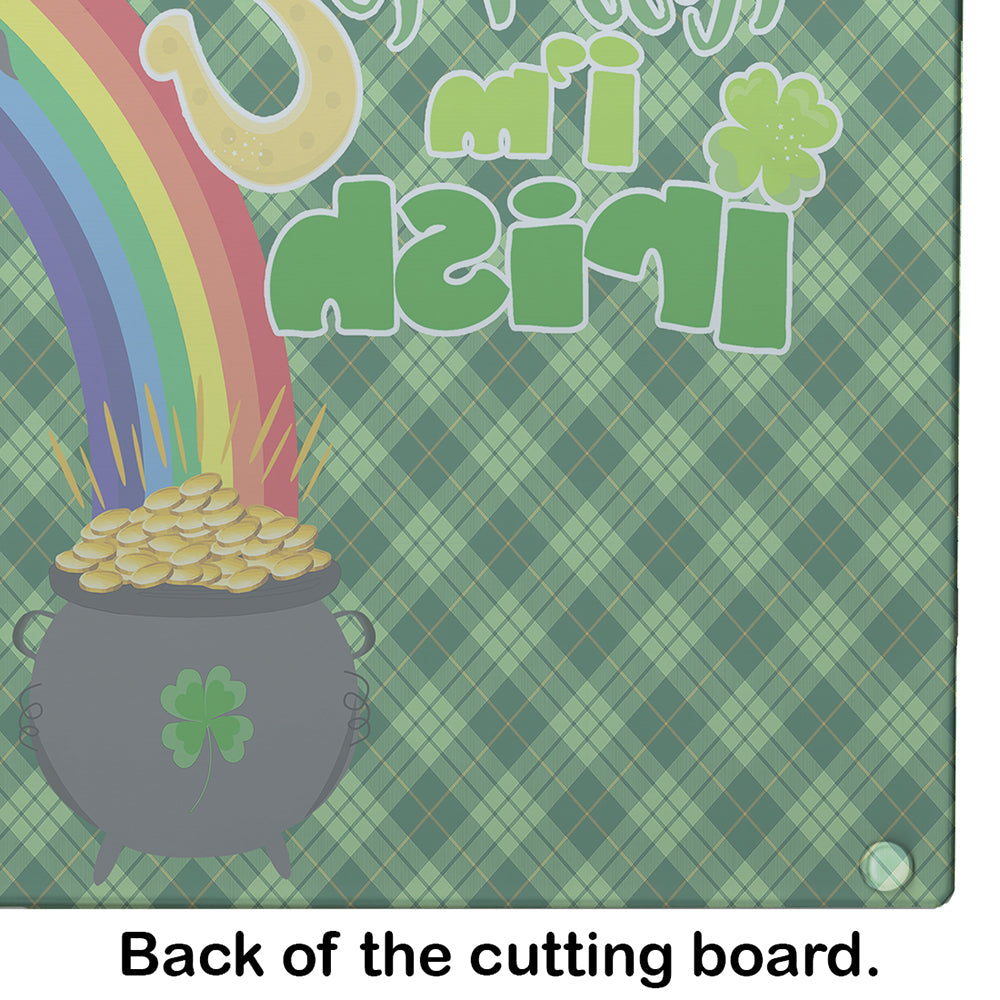 Black White Smooth Jack Russell Terrier St. Patrick's Day Cutting Board Tempered Glass Kitchen Cutting Surface, Heat Resistant Chopping, Non-Slip Feet, Food Prep & Serving