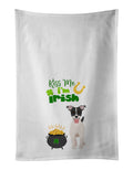 Black White Smooth Jack Russell Terrier St. Patrick's Day Kitchen Towel Set of 2 White Dish Towels Decorative Bathroom Hand towel for Hand, Face, Hair, Yoga, Tea, Dishcloth, 19 X 28", White