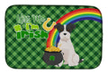 Black White Wirehair Jack Russell Terrier St. Patrick's Day Dish Drying Mat Absorbent Dish Drying Mat Pad for Kitchen Counter Dish Drainer Mat for Countertop, 14 x 21", Multicolor