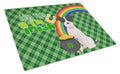 Black White Wirehair Jack Russell Terrier St. Patrick's Day Cutting Board Tempered Glass Kitchen Cutting Surface, Heat Resistant Chopping, Non-Slip Feet, Food Prep & Serving