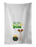 Brown White Wirehair Jack Russell Terrier St. Patrick's Day Kitchen Towel Set of 2 White Dish Towels Decorative Bathroom Hand towel for Hand, Face, Hair, Yoga, Tea, Dishcloth, 19 X 28", White