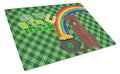 Chocolate Labrador Retriever St. Patrick's Day Cutting Board Tempered Glass Kitchen Cutting Surface, Heat Resistant Chopping, Non-Slip Feet, Food Prep & Serving