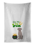 Gray Labrador Retriever St. Patrick's Day Kitchen Towel Set of 2 White Dish Towels Decorative Bathroom Hand towel for Hand, Face, Hair, Yoga, Tea, Dishcloth, 19 X 28", White