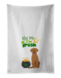 Red Fox Labrador Retriever St. Patrick's Day Kitchen Towel Set of 2 White Dish Towels Decorative Bathroom Hand towel for Hand, Face, Hair, Yoga, Tea, Dishcloth, 19 X 28", White