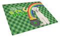 White Cream Labrador Retriever St. Patrick's Day Cutting Board Tempered Glass Kitchen Cutting Surface, Heat Resistant Chopping, Non-Slip Feet, Food Prep & Serving