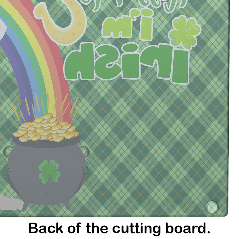 White Cream Labrador Retriever St. Patrick's Day Cutting Board Tempered Glass Kitchen Cutting Surface, Heat Resistant Chopping, Non-Slip Feet, Food Prep & Serving