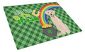 Yellow Labrador Retriever St. Patrick's Day Cutting Board Tempered Glass Kitchen Cutting Surface, Heat Resistant Chopping, Non-Slip Feet, Food Prep & Serving