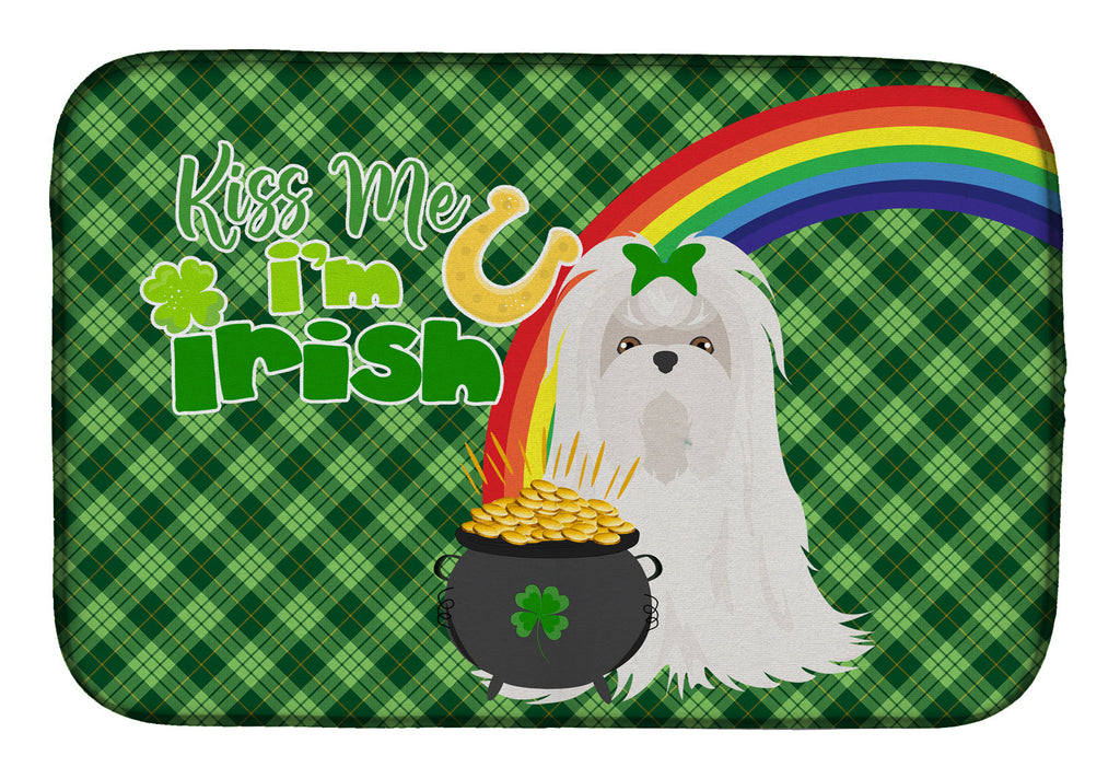 Maltese St. Patrick's Day Dish Drying Mat Absorbent Dish Drying Mat Pad for Kitchen Counter Dish Drainer Mat for Countertop, 14 x 21", Multicolor