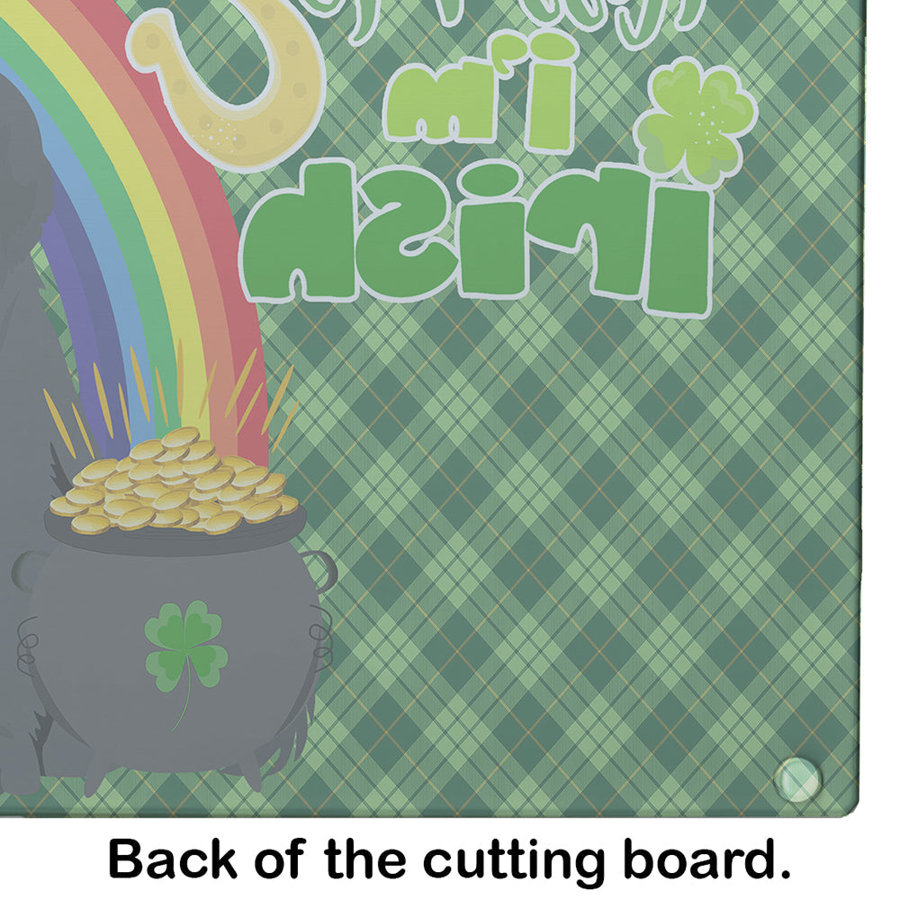 Black Newfoundland St. Patrick's Day Cutting Board Tempered Glass Kitchen Cutting Surface, Heat Resistant Chopping, Non-Slip Feet, Food Prep & Serving
