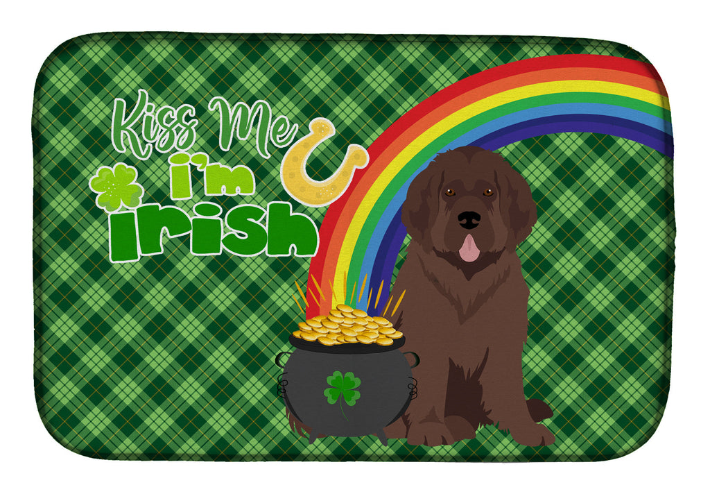 Brown Newfoundland St. Patrick's Day Dish Drying Mat Absorbent Dish Drying Mat Pad for Kitchen Counter Dish Drainer Mat for Countertop, 14 x 21", Multicolor