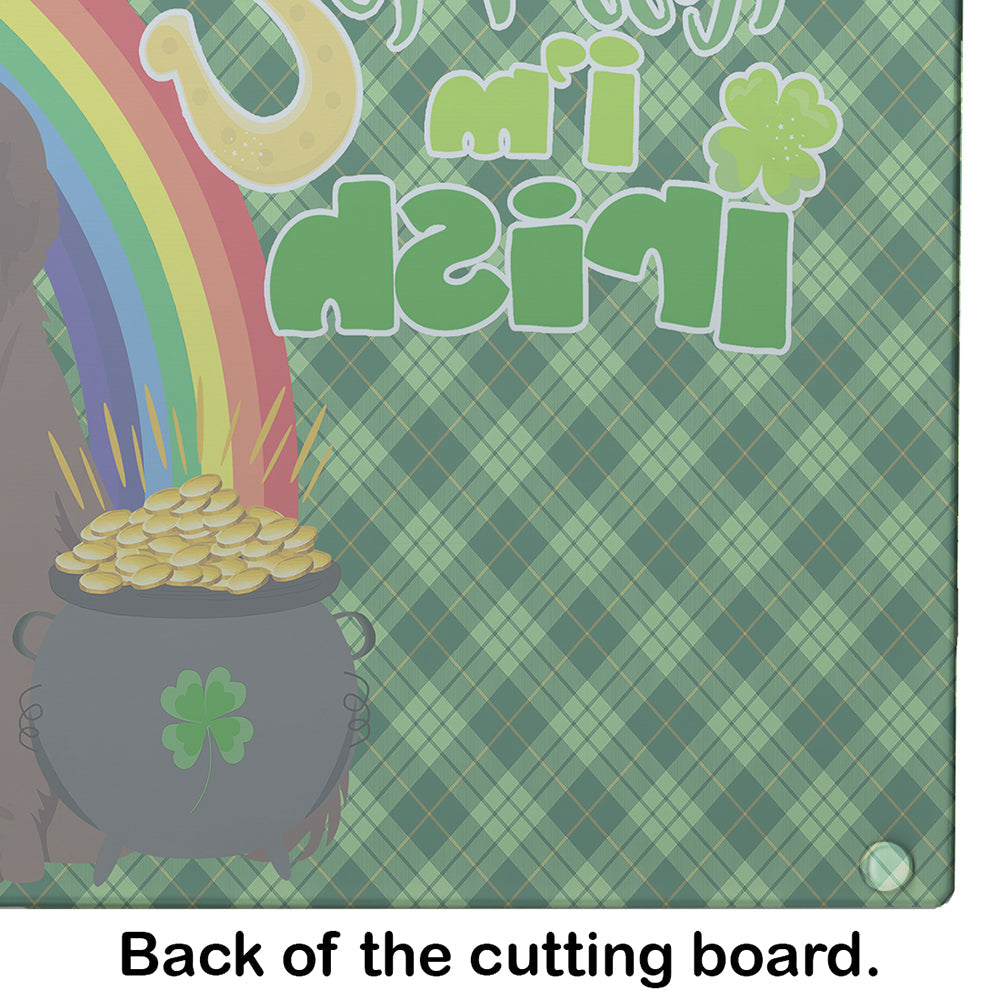 Brown Newfoundland St. Patrick's Day Cutting Board Tempered Glass Kitchen Cutting Surface, Heat Resistant Chopping, Non-Slip Feet, Food Prep & Serving