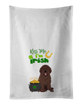 Brown Newfoundland St. Patrick's Day Kitchen Towel Set of 2 White Dish Towels Decorative Bathroom Hand towel for Hand, Face, Hair, Yoga, Tea, Dishcloth, 19 X 28", White