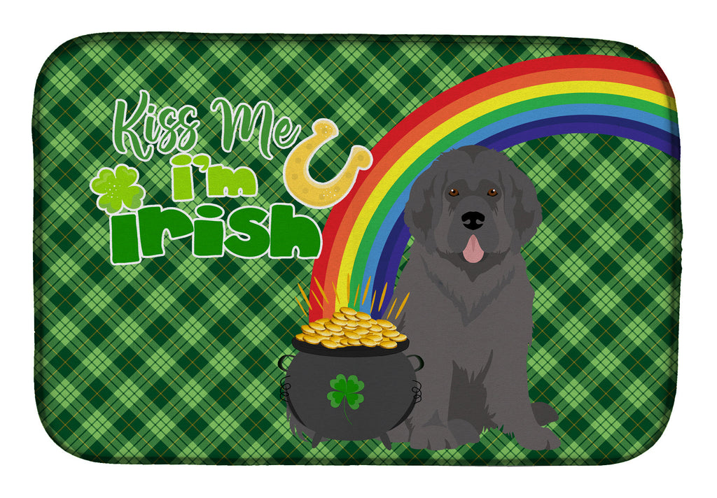 Grey Newfoundland St. Patrick's Day Dish Drying Mat Absorbent Dish Drying Mat Pad for Kitchen Counter Dish Drainer Mat for Countertop, 14 x 21", Multicolor