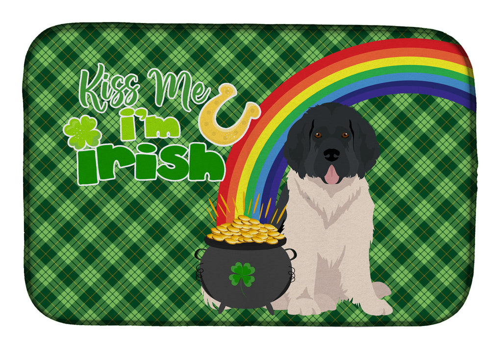 Landseer Newfoundland St. Patrick's Day Dish Drying Mat Absorbent Dish Drying Mat Pad for Kitchen Counter Dish Drainer Mat for Countertop, 14 x 21", Multicolor