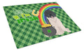 Landseer Newfoundland St. Patrick's Day Cutting Board Tempered Glass Kitchen Cutting Surface, Heat Resistant Chopping, Non-Slip Feet, Food Prep & Serving
