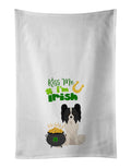 Black and White Papillon St. Patrick's Day Kitchen Towel Set of 2 White Dish Towels Decorative Bathroom Hand towel for Hand, Face, Hair, Yoga, Tea, Dishcloth, 19 X 28", White