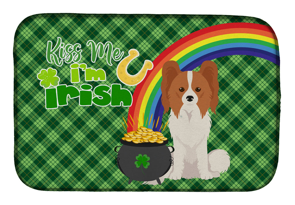 Red and White Papillon St. Patrick's Day Dish Drying Mat Absorbent Dish Drying Mat Pad for Kitchen Counter Dish Drainer Mat for Countertop, 14 x 21", Multicolor