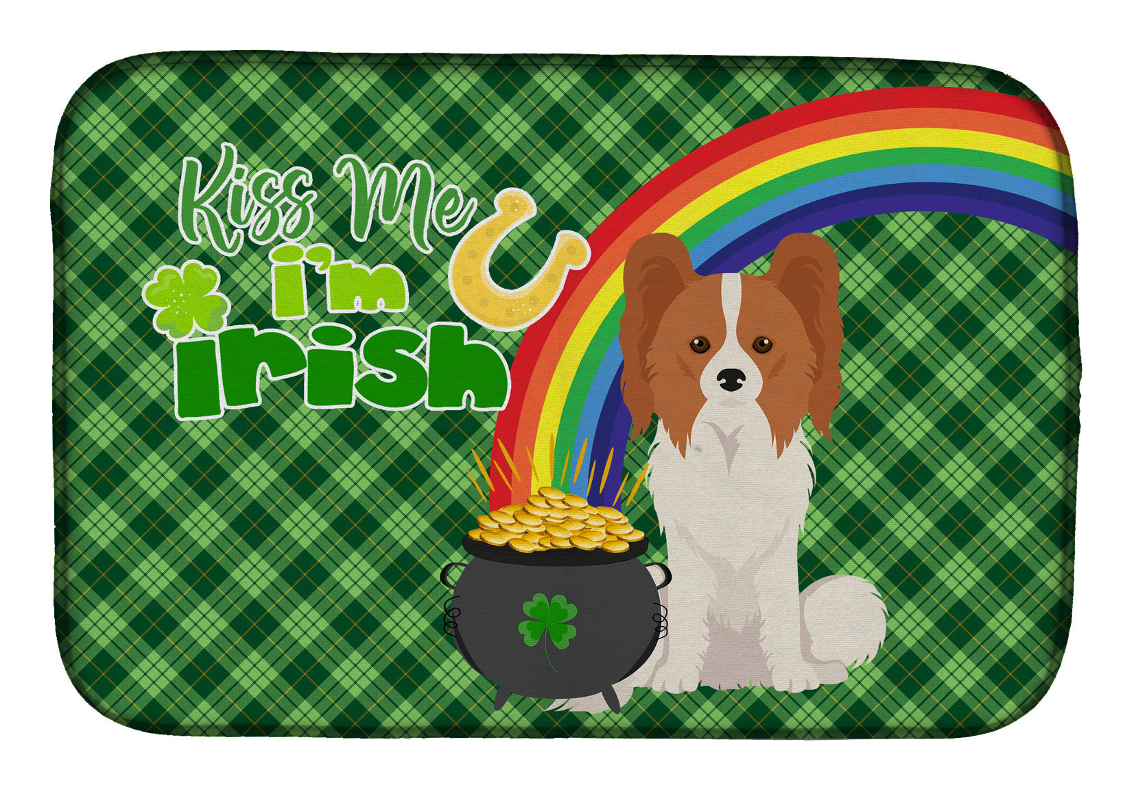Red and White Papillon St. Patrick's Day Dish Drying Mat Absorbent Dish Drying Mat Pad for Kitchen Counter Dish Drainer Mat for Countertop, 14 x 21", Multicolor