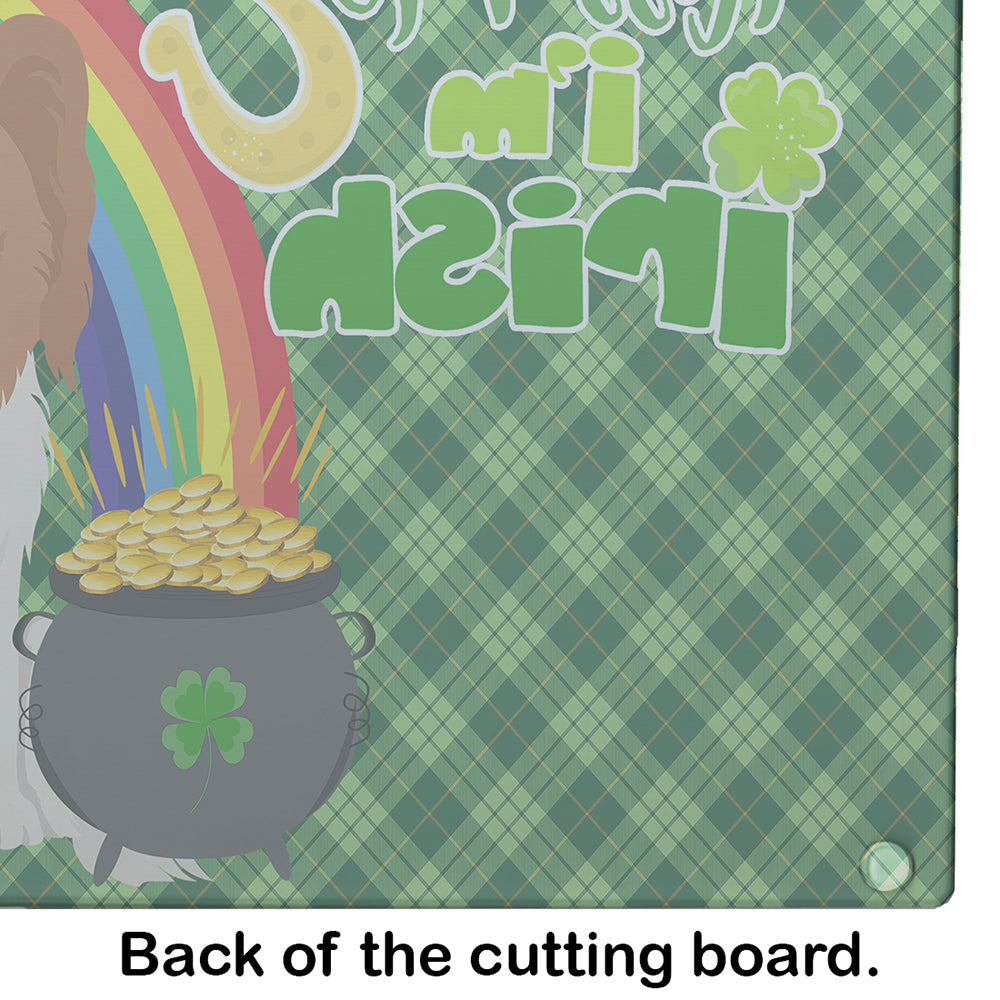 Red and White Papillon St. Patrick's Day Cutting Board Tempered Glass Kitchen Cutting Surface, Heat Resistant Chopping, Non-Slip Feet, Food Prep & Serving