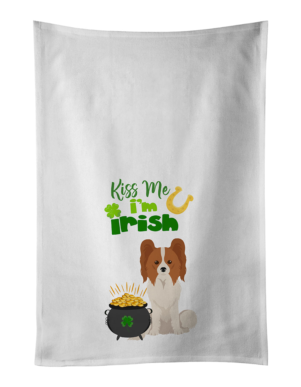 Red and White Papillon St. Patrick's Day Kitchen Towel Set of 2 White Dish Towels Decorative Bathroom Hand towel for Hand, Face, Hair, Yoga, Tea, Dishcloth, 19 X 28", White