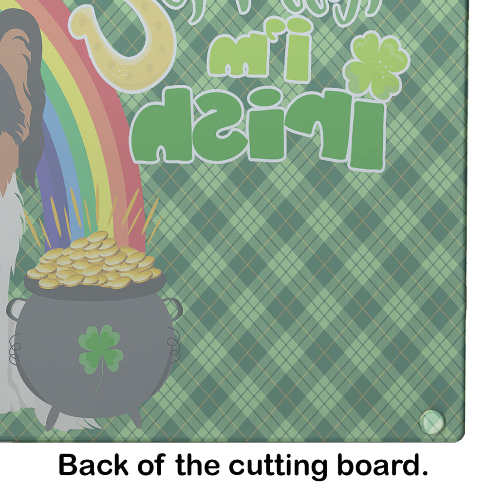 Tricolor Papillon St. Patrick's Day Cutting Board Tempered Glass Kitchen Cutting Surface, Heat Resistant Chopping, Non-Slip Feet, Food Prep & Serving