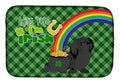 Black Pekingese St. Patrick's Day Dish Drying Mat Absorbent Dish Drying Mat Pad for Kitchen Counter Dish Drainer Mat for Countertop, 14 x 21", Multicolor