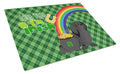 Black Pekingese St. Patrick's Day Cutting Board Tempered Glass Kitchen Cutting Surface, Heat Resistant Chopping, Non-Slip Feet, Food Prep & Serving